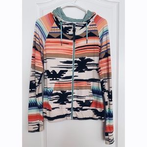 Bench Patterned Multicolor Zip Up Hoodie